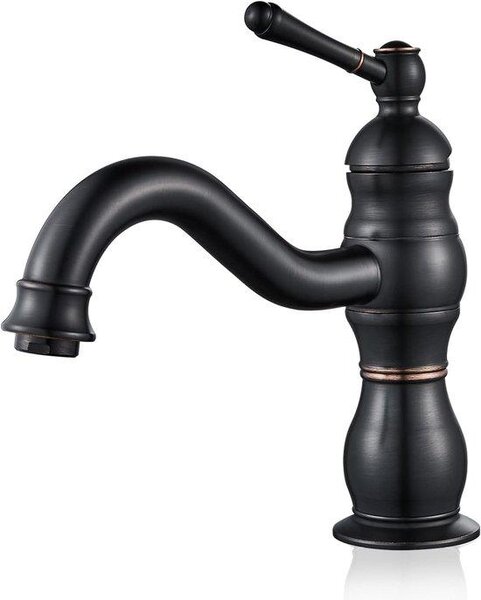Rubinetto da cucina retrò - Rubinetto girevole - Rubinetto da cucina con bocca a destra - Corpo in ottone - Stile rustico - Con tubo flessibile G3/8 - Maniglia in Vetroceramica - Girevole a 360°