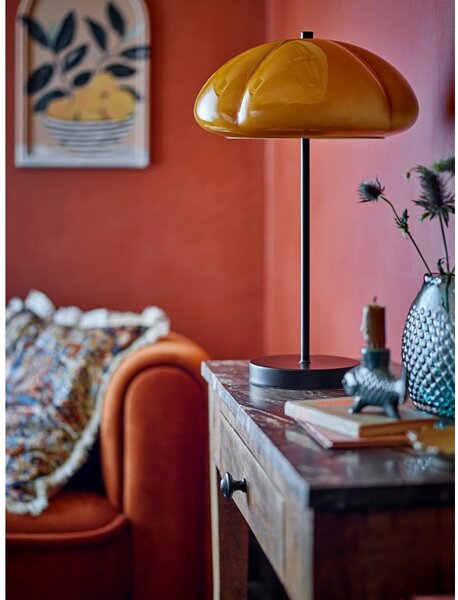 Lampada da tavolo giallo ocra con paralume in vetro (altezza totale 46,5 cm) Kinoko – Bloomingville