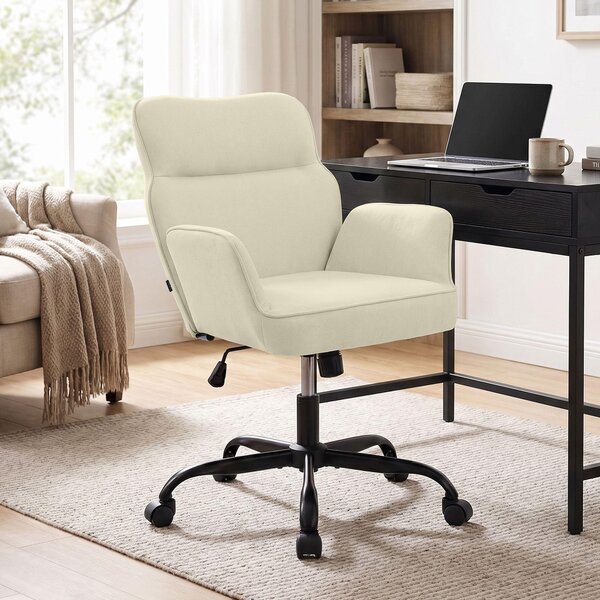 Sedia da ufficio CLP Amado, rivestita in tessuto, regolabile in altezza, girevole a 360°, con schienale fino a 135 kg | Colore: crema