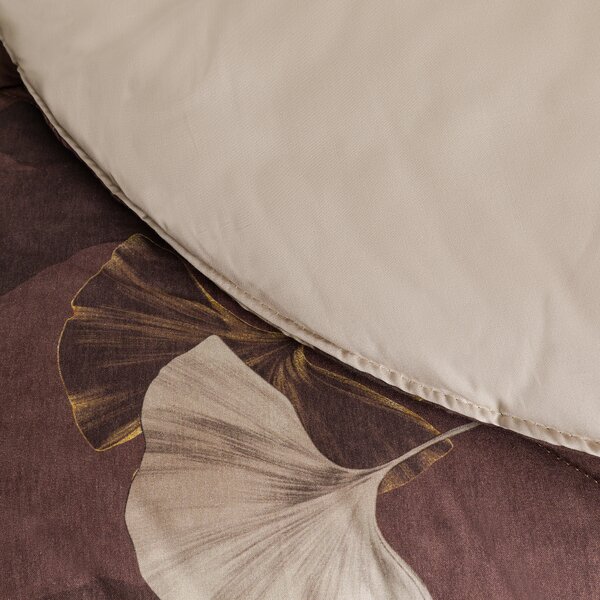 Trapunta MATRIMONIALE - 270X260 Ginko MARRONE Percalle Caleffi