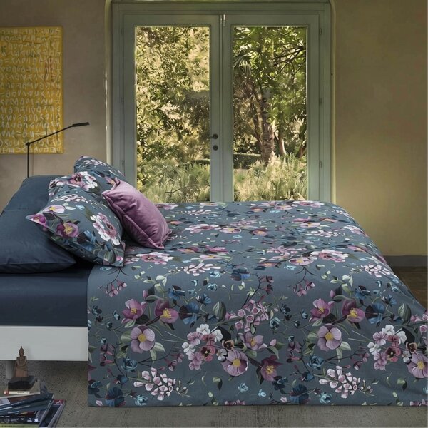 Completo Lenzuola MATRIMONIALE - 250X290 175X205 2 FEDERE 50X80 Helleborus AVIO Percalle Caleffi
