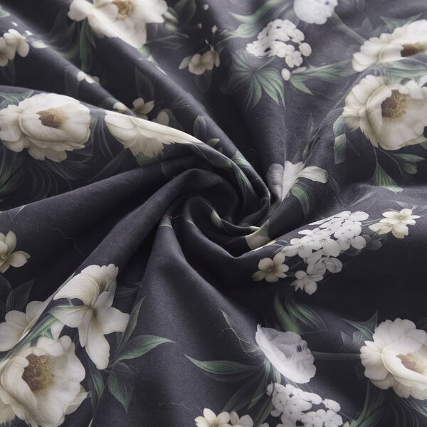 Completo Lenzuola MATRIMONIALE - 250X290 175X205 2 FEDERE 50X80 Nocturnal NERO Raso Di Cotone Caleffi