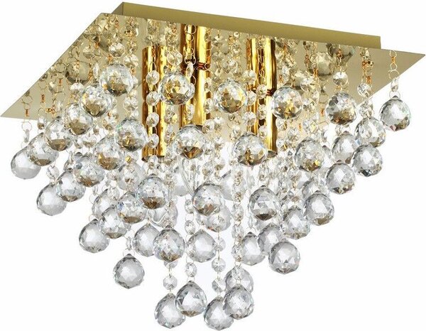 Lampada da soffitto Lancaster Crystal dorata 3xE14x40W in metallo, dimensioni: 27x32x32 cm, IP20, Reality