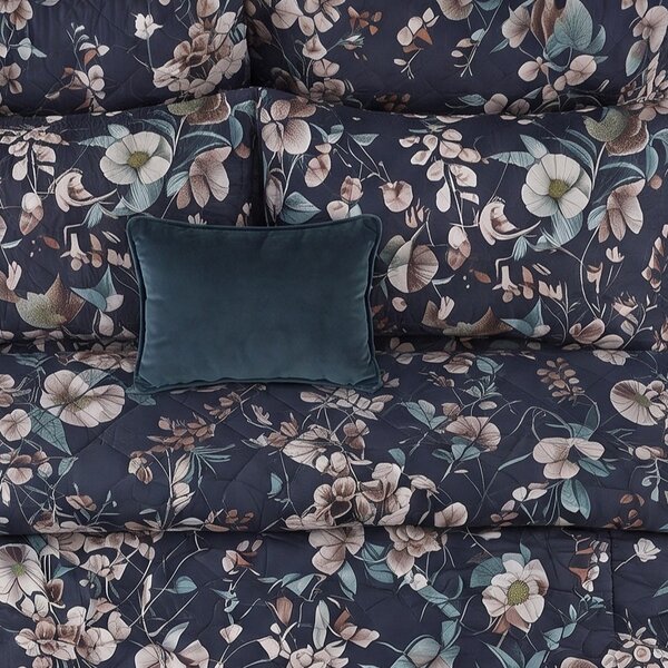 Completo Lenzuola MATRIMONIALE - 250X290 175X205 2 FEDERE 50X80 Helleborus FUMO Percalle Caleffi