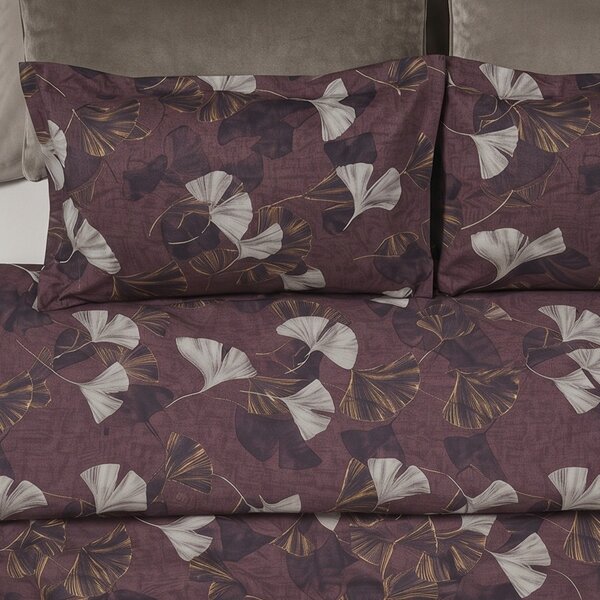 Completo Lenzuola MATRIMONIALE - 250X290 175X205 2 FEDERE 50X80 Ginko MARRONE Percalle Caleffi