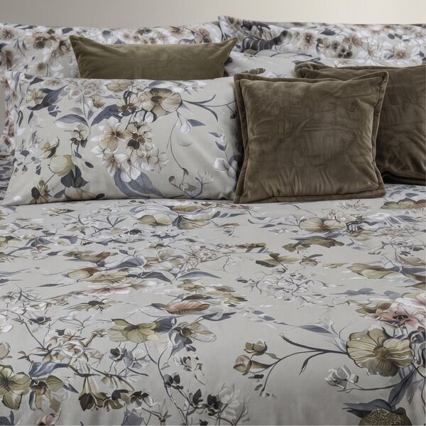 Completo Lenzuola MATRIMONIALE - 250X290 175X205 2 FEDERE 50X80 Helleborus BEIGE Percalle Caleffi