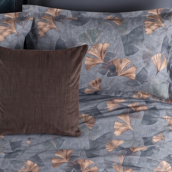 Completo Lenzuola MATRIMONIALE - 250X290 175X205 2 FEDERE 50X80 Ginko GRIGIO Percalle Caleffi