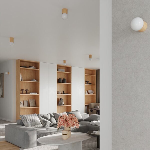 Plafoniera bianca/di colore naturale con paralume in vetro ø 12 cm Surtur – Sollux