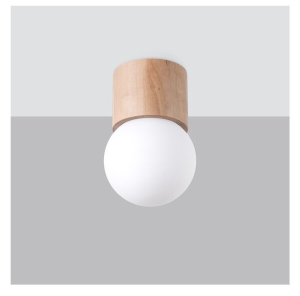 Plafoniera bianca/di colore naturale con paralume in vetro ø 12 cm Surtur – Sollux