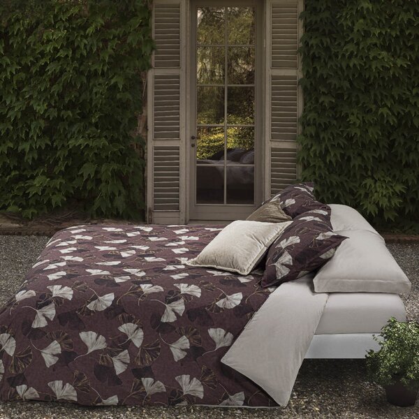 Copripiumino Con Federe MATRIMONIALE - 255X255 2 FEDERE50X80 Ginko MARRONE Percalle Caleffi
