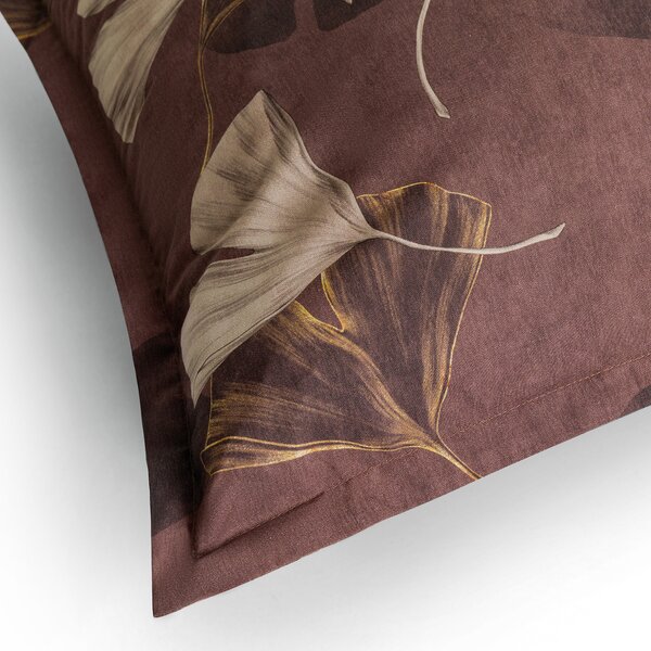 Copripiumino Con Federe MATRIMONIALE - 255X255 2 FEDERE50X80 Ginko MARRONE Percalle Caleffi