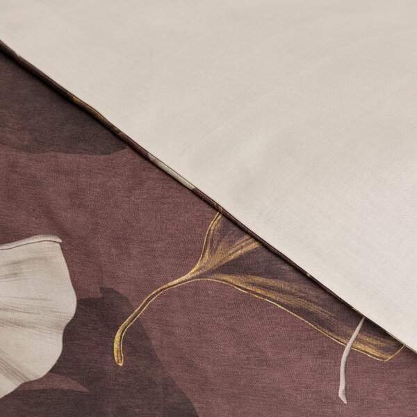 Copripiumino Con Federe MATRIMONIALE - 255X255 2 FEDERE50X80 Ginko MARRONE Percalle Caleffi