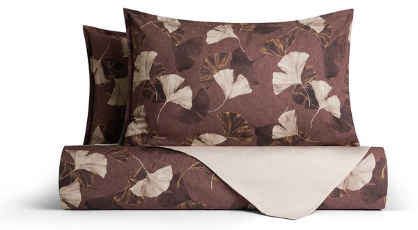Copripiumino Con Federe MATRIMONIALE - 255X255 2 FEDERE50X80 Ginko MARRONE Percalle Caleffi