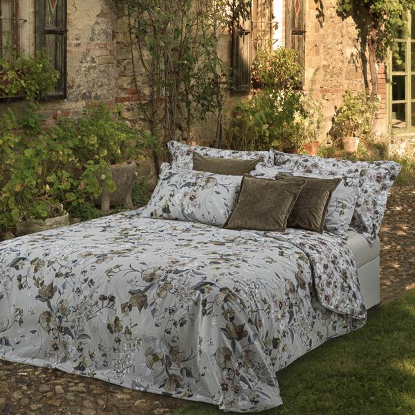 Copripiumino Con Federe MATRIMONIALE - 255X255 2 FEDERE50X80 Helleborus BEIGE Percalle Caleffi