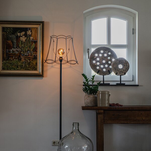 Lampada da terra nera con paralume a telaio Granny nero 45 cm - Simplo