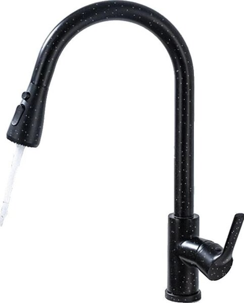 Rubinetto da cucina estraibile, modalità di spruzzo versatili, struttura in acciaio inossidabile, 04043PBWM Stern Nero