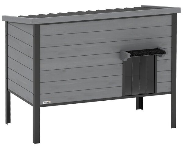 PawHut Cuccia Impermeabile con Tetto Apribile, Fondo Estraibile e Ingresso, per 1-2 Gatti fino a 12 kg, 85x55x70 cm, Grigio Chiaro | Aosom Italy
