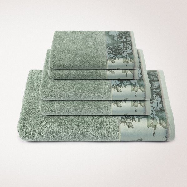 Set Asciugamani In Spugna STANDARD Geo Tartan Green UNICA Cotone Caleffi