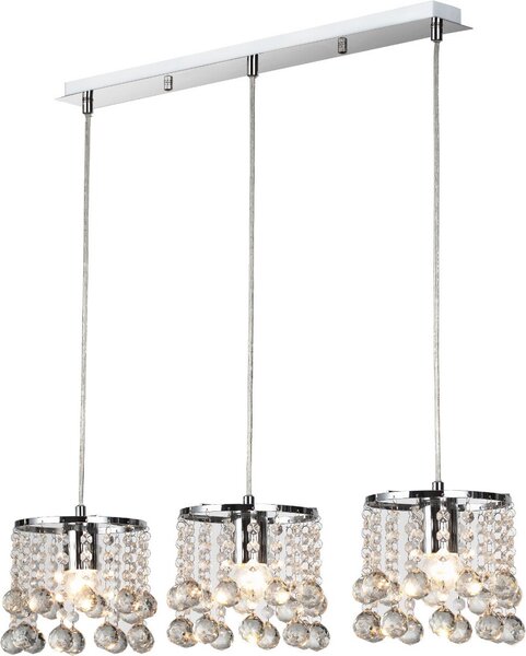Lampada a sospensione London Crystal cromata 3xE14x40W cristallo, dimensioni: 82x71x15 cm, IP20 Reality
