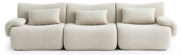 MILYSOFA SOFATIME: divano componibile a 3 posti, dal design lineare, in tessuto a riccioli color crema e beige