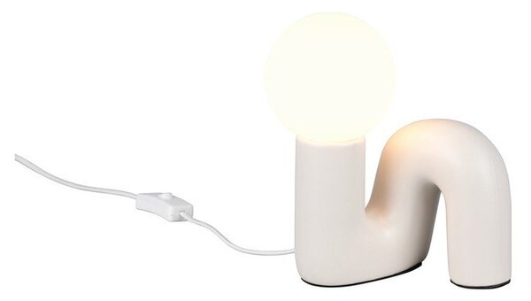 Lampada da tavolo avorio in ceramica (altezza totale 21,5 cm) Quinn – Reality