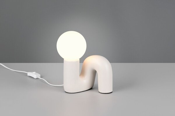 Lampada da tavolo avorio in ceramica (altezza totale 21,5 cm) Quinn – Reality