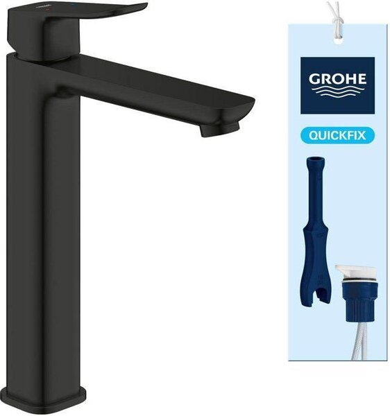 Rubinetto per lavabo, GROHE DICE, misura XL, corpo liscio senza gruppo di scarico, nero opaco
