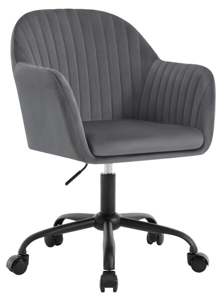 Sedia da ufficio Samt - Sedia girevole ergonomica - Regolabile in altezza - Con braccioli - Schienale alto - Con rotelle - Grigio scuro