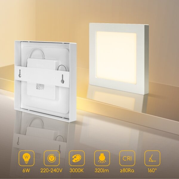 Aigostar - Plafoniera da soffitto a montaggio superficiale LED/6W/230V 3000K 12,2x12,2 cm bianca