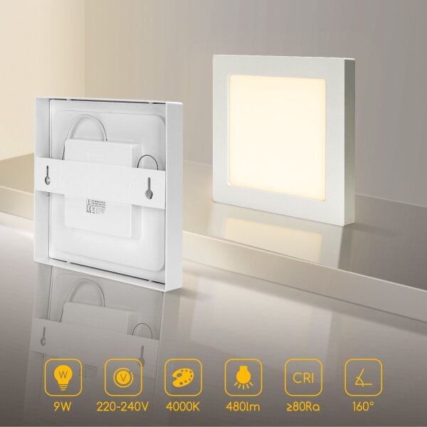 Aigostar - Plafoniera da soffitto a montaggio superficiale LED/9W/230V 4000K 12,2x12,2 cm bianca
