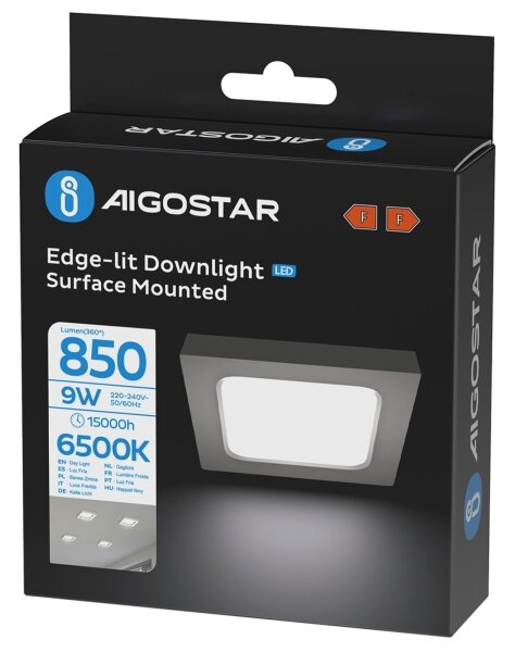 Aigostar - Plafoniera LED da soffitto a montaggio superficiale LED/9W/230V 6000K 12,2x12,2 cm bianca