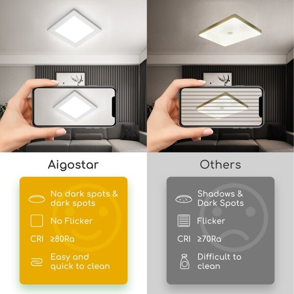 Aigostar - Plafoniera LED da soffitto a montaggio superficiale LED/9W/230V 6000K 12,2x12,2 cm bianca