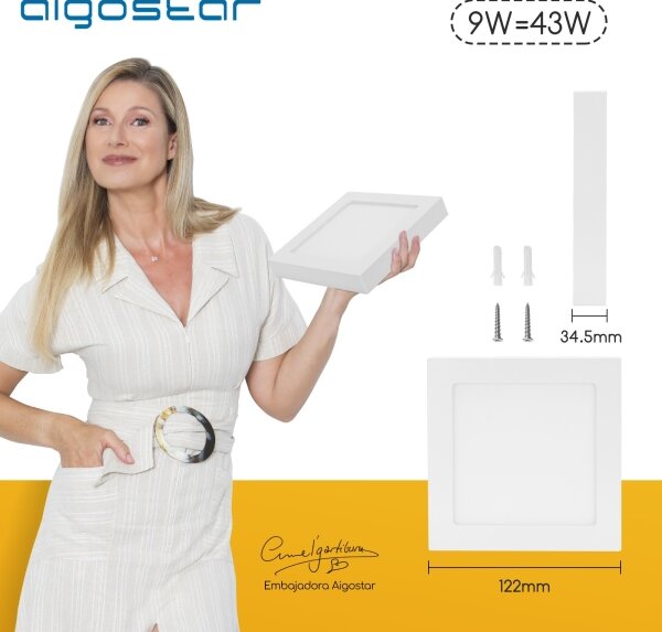 Aigostar - Plafoniera LED da soffitto a montaggio superficiale LED/9W/230V 6000K 12,2x12,2 cm bianca