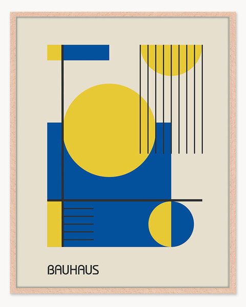 Stampa digitale incorniciata Bauhaus in Blue & Yellow