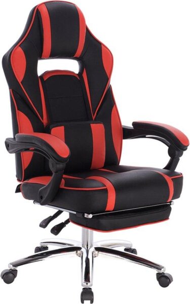 Sedia da gioco Happyment Manchester – Rossa – Ergonomica – Regolabile in altezza – Con schienale e braccioli – Pelle finta