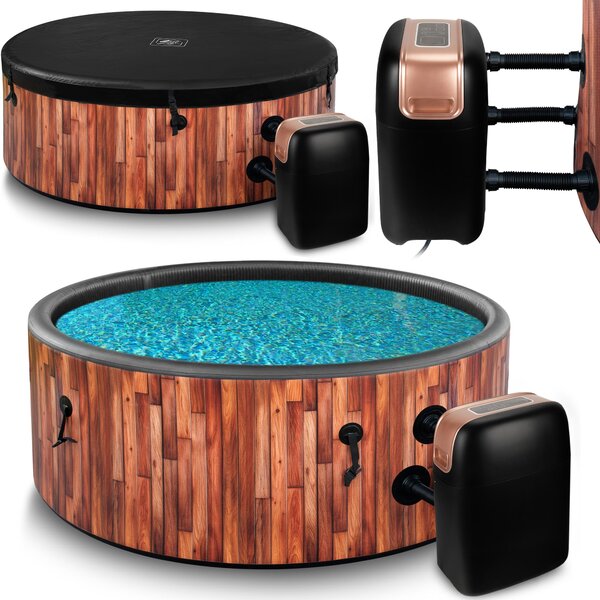 COIL idromassaggio SPA gonfiabile, piscina con idromassaggio, extra sottile, interno ed esterno, 6 persone, 175 cm, TEAK