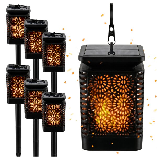 BLIXTAR, lampada solare LED da giardino 6x3in1, lanterna, torcia con effetto fiamma