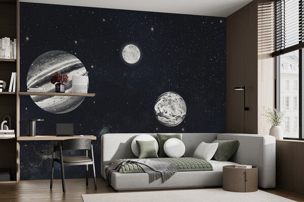 Carta da parati Spazio cosmico con stelle e piante, Carta da parati Spazio, w01799 : Uwalls.it