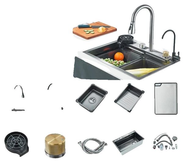 Lavello da cucina, acciaio inossidabile 304, installazione a incasso, 60x45 cm - Modello A1
