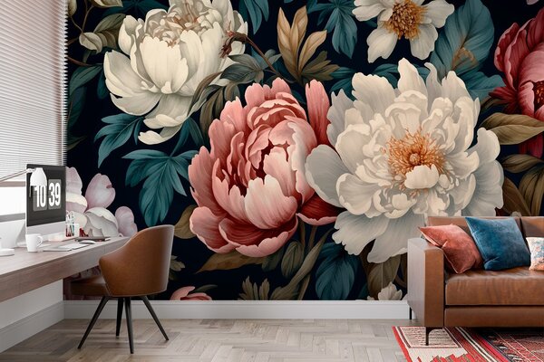 Carta da parati Peonie, Carta da parati Floreale, w01845 : Uwalls.it