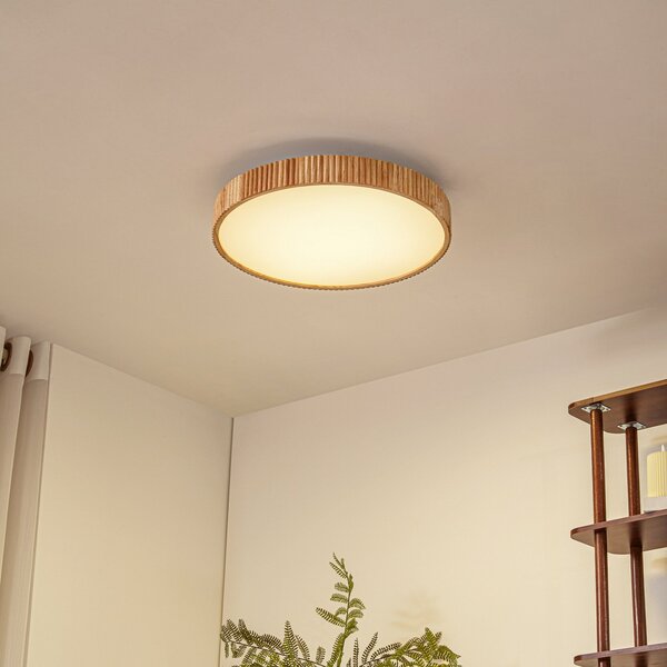 Plafoniera Lindby, Velua, dimmerabile, Legno, Soggiorno, Legno, Moderno