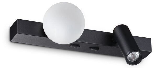 Applique Binomio Luce Led 6W 3000K Nero Dimmerabile Ideal Lux