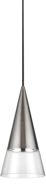 Lampada A Sospensione Cono Nickel Dimmerabile Altezza Regolabile Ideal Lux