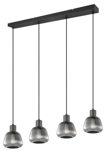 Lampada a sospensione TARIFA nera 4xE27x25W in vetro, dimensioni: 150x90x15 cm, IP20, Trio