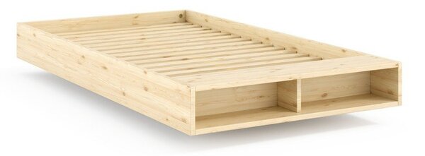 Letto singolo di colore naturale in pino massiccio senza testiera con rete inclusa 120x200 cm Merge – Karup