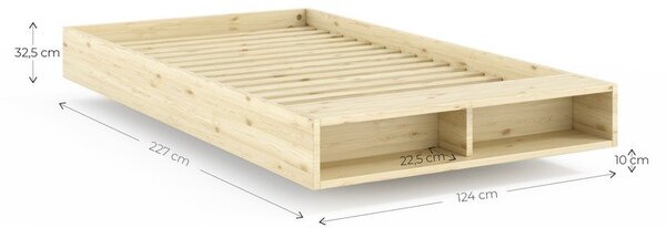 Letto singolo di colore naturale in pino massiccio senza testiera con rete inclusa 120x200 cm Merge – Karup