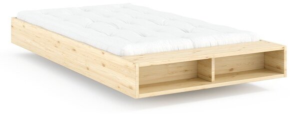 Letto singolo di colore naturale in pino massiccio senza testiera con rete inclusa 120x200 cm Merge – Karup