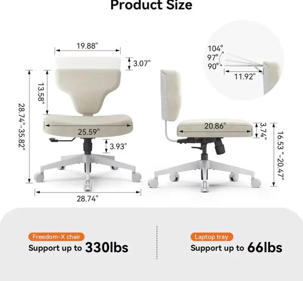 Sedia da ufficio ergonomica - Modello FP-DG / FP-A - Senza braccioli - Regolabile in altezza - Girevole - Imbottita - Schienale regolabile da 90° a 105° - Grigia