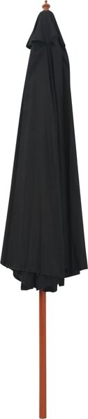 Ombrellone da Esterni con Palo in Legno 350 cm Nero