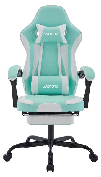 Sedia da gaming - Sedia da ufficio ergonomica con poggiapiedi - Regolabile in altezza - Cuscino lombare - Poggiatesta - Braccioli - Colore: verde